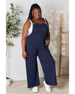 Полноразмерный комбинезон с широкими лямками и карманами, темно-синий Fashnzfab