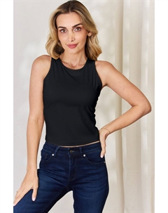 Полноразмерная узкая майка с круглым вырезом, черный Fashnzfab