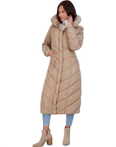 Женское стеганое макси-пальто с флисовой подкладкой, цвет champagne Steve madden