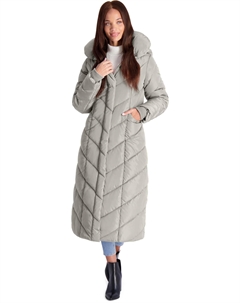 Женское стеганое макси-пальто с флисовой подкладкой, цвет ice grey Steve madden