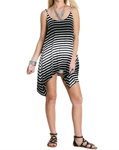 Полосатая туника Hi Lo черного и белого цвета Umgee