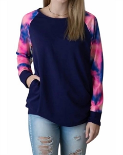 Туника с карманами Tie Dye темно-синего цвета Shirley stone