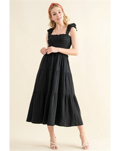 Платье с оборками и сборками, черный Fashnzfab