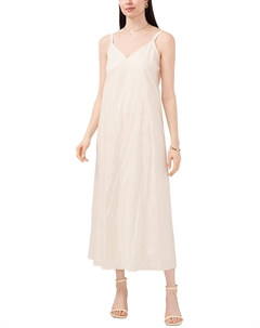 Женский сарафан в тонкую металлическую полоску с двойным V-образным вырезом, цвет new ivory Vince camuto