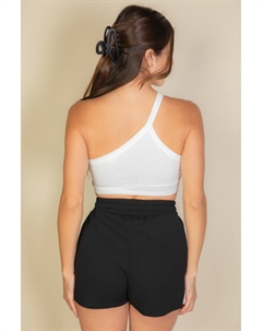 Женский укороченный топ на одно плечо в рубчик, белый Fashnzfab