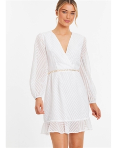 Мини-платье с шевронным узором, белый Quiz