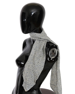 Хлопковый синий женский шарф с фантазийным принтом Ermanno scervino