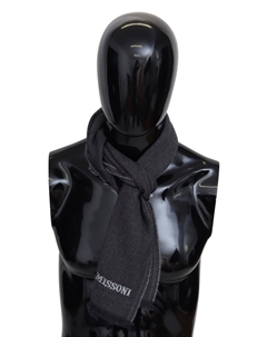 Элегантный шерстяной шарф с фирменной мужской вышивкой, черный Missoni