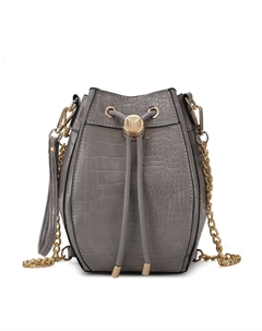 Женская сумка-хобо Cassidy из веганской кожи с тиснением под крокодила, серый Mkf collection by mia k.