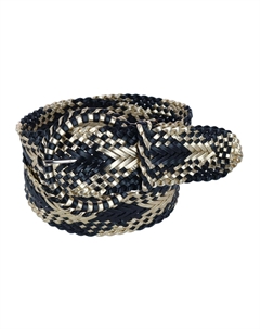 Женский плетеный широкий ремень в клетку с соответствующей пряжкой, черный/золотой Ctm