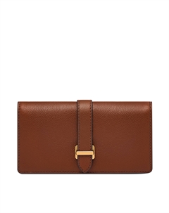 Женская сумка-кошелек из кожи Emery с большой застежкой в ​​два сложения, коричневый Fossil