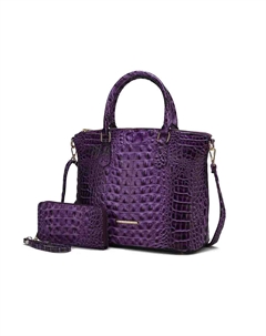 Женская сумка-тоут Liora с кошельком, сумка-кошелек из веганской кожи с тиснением под крокодила, фиолетовый Mkf collection by mia k.