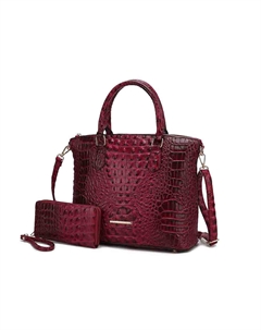 Женская сумка-тоут Liora с кошельком, сумка-кошелек из веганской кожи с тиснением под крокодила, фуксия Mkf collection by mia k.
