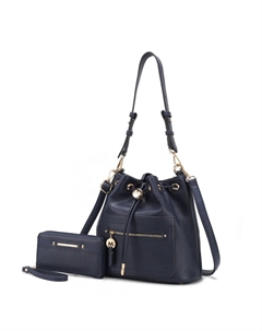 Женская сумка-ведро Larissa из веганской кожи с кошельком – 2 предмета, темно-синий Mkf collection by mia k.