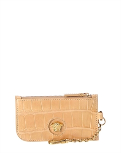 Визитница La Medusa из кожи с тиснением под крокодила, коричневый Versace