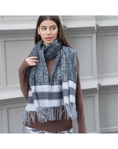 Двойной полосатый шарф-одеяло с кисточкой, черный Fashnzfab