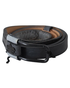 Женский ремень с кожаной пряжкой и пряжкой с логотипом, черный Ermanno scervino