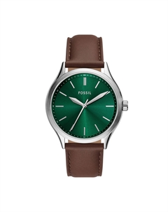 Мужские часы Fenmore с тремя стрелками, нержавеющая сталь, коричневый Fossil