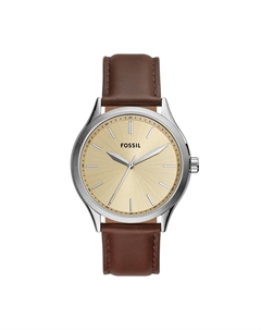 Мужские часы Fenmore с тремя стрелками, нержавеющая сталь, коричневый Fossil