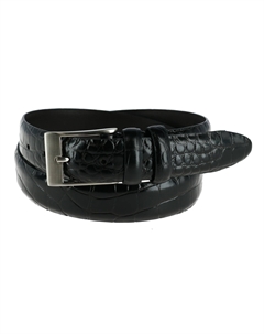 Мужской ремень из тисненой кожи с крокодиловым принтом, черный Ctm