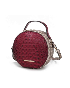 Ynnari Женская круглая шикарная сумка через плечо с тиснением под крокодила и верхней ручкой, фуксия Mkf collection by mia k.