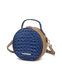 Ynnari Женская круглая шикарная сумка через плечо с тиснением под крокодила и верхней ручкой, темно-синий Mkf collection by mia k.