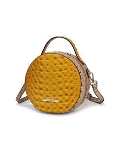 Ynnari Женская круглая шикарная сумка через плечо с тиснением под крокодила и верхней ручкой, желтый Mkf collection by mia k.