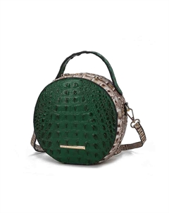 Ynnari Женская круглая шикарная сумка через плечо с тиснением под крокодила и верхней ручкой, зеленый Mkf collection by mia k.