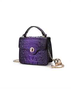 Роскошная мини-сумка с тиснением под крокодила и цепочным ремешком от Mia K, фиолетовый Mkf collection by mia k.
