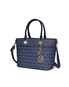 Сумка-тоут Yonah с фирменным принтом, женская сумка из веганской кожи, темно-синий Mkf collection by mia k.