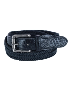 Мужской большой и высокий вощеный плетеный ремень с концами с крокодиловым принтом, черный Ctm