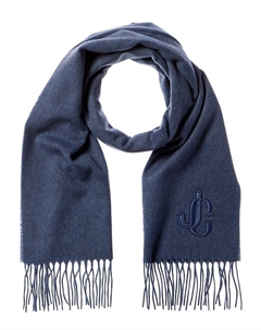 Кашемировый шарф с логотипом, синий Jimmy choo