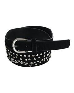 Женский ремень из искусственной замши со звездами и пайетками, черный Ctm