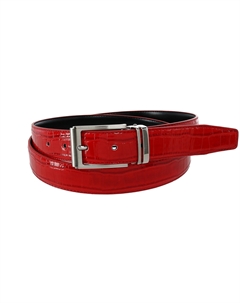 Большой и высокий кожаный ремень для платья с крокодиловым принтом и пряжкой-зажимом, красный Ctm