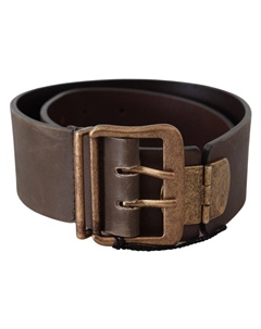 Кожаный ремень с широкой пряжкой для женщин, коричневый Ermanno scervino