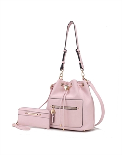 Женская сумка-ведро Larissa из веганской кожи с кошельком – 2 предмета, розовый Mkf collection by mia k.