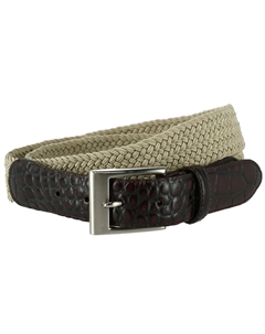 Мужской плетеный эластичный ремень для больших и высоких людей с крокодиловым принтом на концах, хаки Ctm