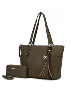 Женская сумка-тоут Gloria с кошельком в комплекте от Mia K, оливковый Mkf collection by mia k.