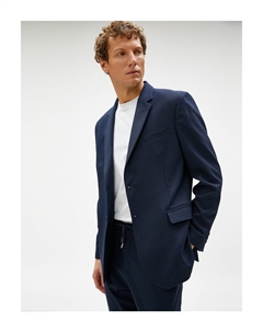 Летняя куртка Блейзер в клетку с карманом на пуговицах и строчкой, темно-синий Koton