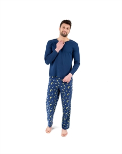 Мужская пижама из хлопкового топа и флисовых брюк Moon Leveret