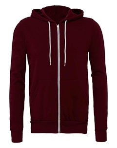 Толстовка с капюшоном из флисовой губки с застежкой-молнией, бордовый Bella+canvas
