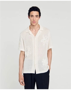 Свободная мужская рубашка с цветами, белый Sandro