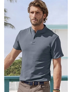 Рубашка-поло "с воротником стойкой", стандартного кроя, из хлопкового пике, антрацит John devin