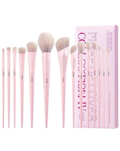 Набор: кисти для макияжа t495, 14 шт. Crystal pink makeup brushes set Jessup