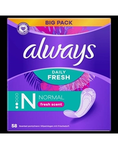 Обычные гигиенические прокладки, 58 шт./1 упаковка. Daily fresh scent Always