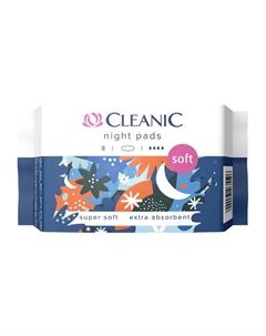 Ночные гигиенические прокладки, 8 шт./1 упаковка. Soft night Cleanic