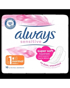 Прокладки гигиенические с крылышками, размер 1, 10 шт./1 уп. Sensitive Always