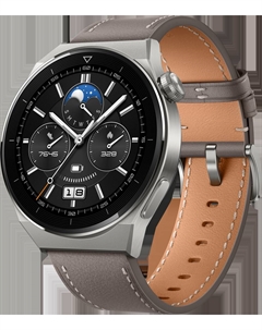 Часы Watch GT 3 Pro кожаный ремешок Серые (Odn-B19V) Huawei