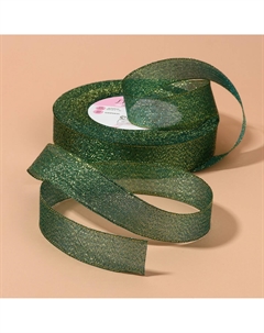 Лента парчовая, 20 мм, 23±1 м, зеленая №032 Арт узор
