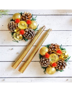 Свеча новогодняя с подсвечником Зимнее волшебство